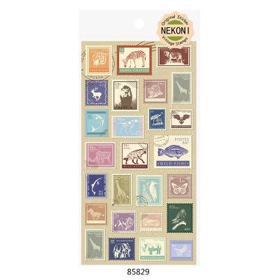 China Nekoni Stamp Stickers Vintage Style Paper Sticker Decorative Aesthetic Custom Decorative Decals Adhesive Sticker Decals for Stickers Cover for sale