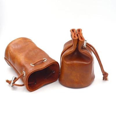 China 2022 Custom Large Leather Drawstring DND RPG Brown Portable Leather Die Bag Packaging Factory Wholesale Dies Bag 2022 for sale