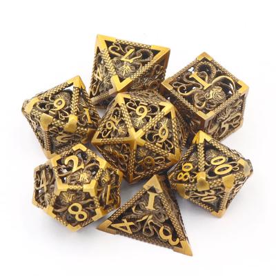 China DND games collectibles craft gifts must-have game custom hollow metal D20 d&d 20 sided dice for dungeons and dragons RPG dice for sale