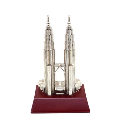 China China Reduced Fine Metal Twin Tower Gift Metal Decoration Metal Building Model Gift for sale