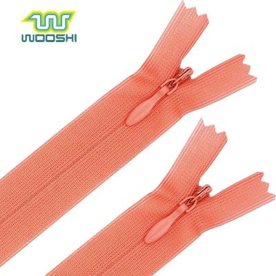 China Wholesale Customized Invisible Color And Design 3# Zipper Invisible Nylon Slider For Garment Dress for sale