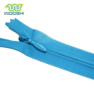 China Custom Plastic Coil Zipper Oeko Tex Lace Tape Invisible #3 End-End Nylon Custom Long Zipper Invisible Chain For Dress for sale