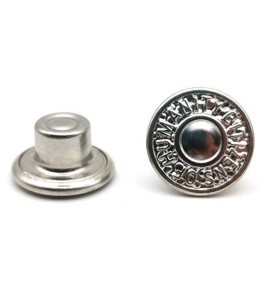 China Sustainable Custom Logo Apparel Embossed Brass Silver Vintage Jeans Buttons And Rivets For Garment for sale