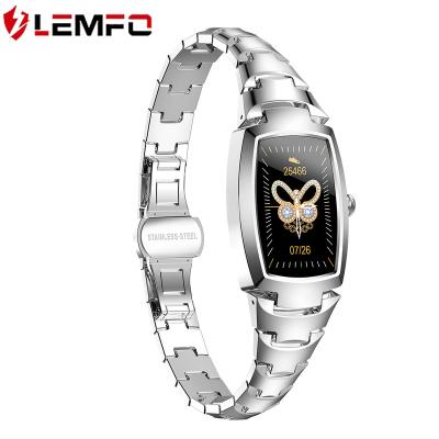 China Smart Automatic Silver Fancy Adjustable Strap Gold Band Wrist Ladies LEMFO H8PRO Date Smart Watch For Women Girls for sale