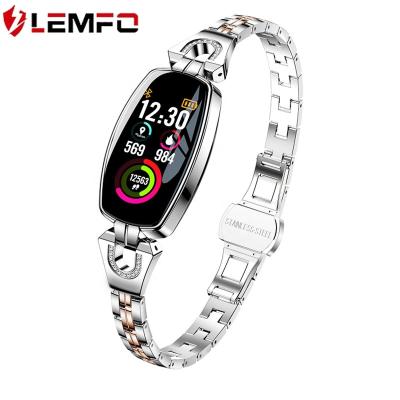 China LEMFO H8 Touch Screen Stainless Steel Strap Hot Smart Band Blood Pressure Jewelry Smart Watch Healthy Luxury Lady for sale