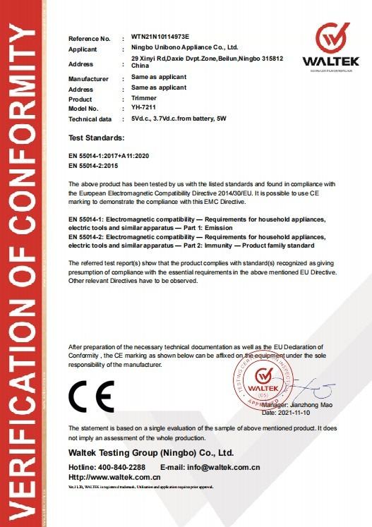 CE - Ningbo Unibono Appliance Co., Ltd.