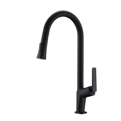 China Sense Faucet Manufacturers Wholesale Black Brass To Pull Out Kitchen Faucet Pull Down Sprayer Sink Faucets for sale