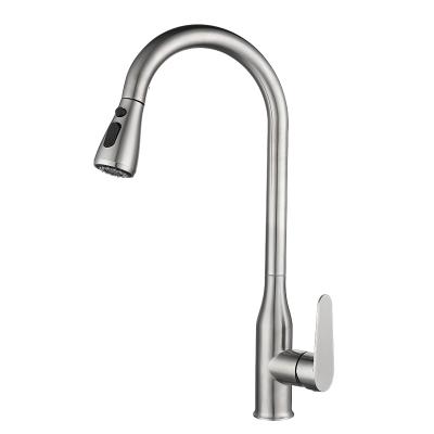 China Sense Faucets Kitchen Sink Faucet With Pull Out Sprayer SUS304 Stainless Steel Modern Arc Style Kitchen Faucets With Pull Down Sprayer for sale