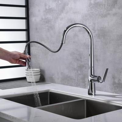 China Shiny Sense Faucets Chrome Kitchen Faucet Pull Out For Wholesale 360 ​​Kitchen Faucet for sale