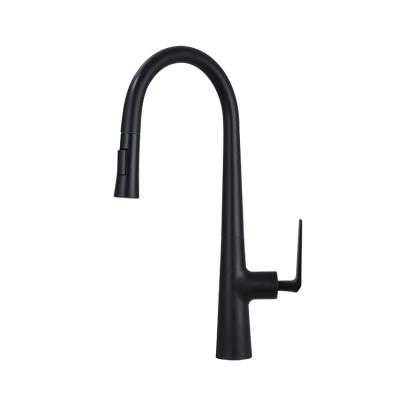 China Sense Matte Black Kitchen Sink Faucets Faucets With Pull Down Sprayer Single Handle High Arc Deck Mount Commercial for sale