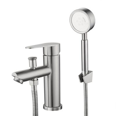 China New Metered Hot Cold SUS304 Stainless Steel Bathroom Faucets With Shower Wash Sink Faucet for sale