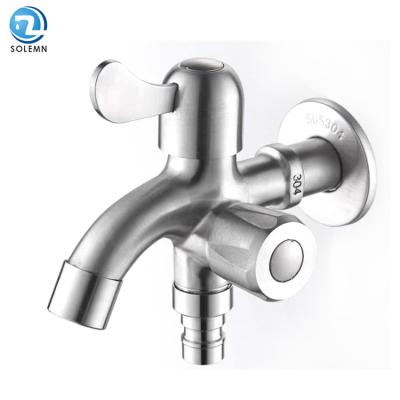 China Especially Modern Double Outlet 304 Stainless Steel Cheap Bathroom Faucets Accessories Tap for sale