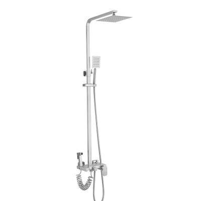 China With Slide Bar Four Functions Stainless Steel Wall Shower Set Rain With High Pressure Sprayer Rain Shower Heads for sale