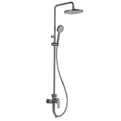 China With Slide Bar Gun Gray Bath Shower Set Rainfall Shower Head With Hand Held Shower 3 Functions for sale