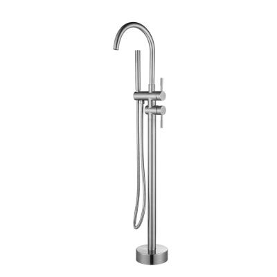 China Metered Faucets Luxury 304 Stainless Steel Two Functions Freestanding Bathtub Faucet for sale