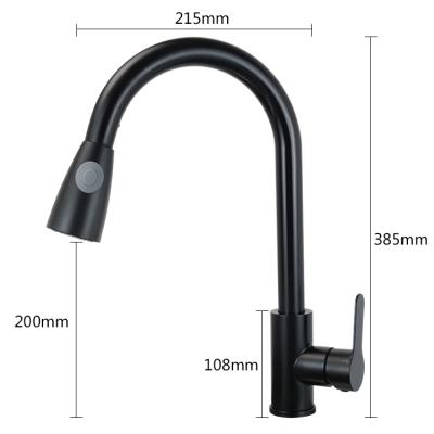 China Sense Faucets Wholesale 304 Kitchen Taps Stainless Black Kitchen Faucet Pull Down Sprayer for sale