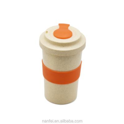 China 2020 Viable Wholesale Fiber Mug With Silicone Lid Straw High Quality Wheat Rice Husk Reusable Coffee Mug for sale