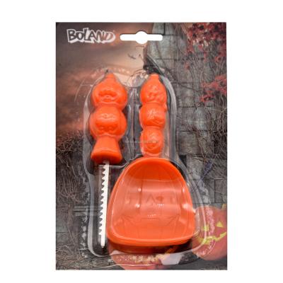 China Hot Sale PP/ABS/304 Stainless Steel Halloween Gift Pumpkin Carving Kit 2 Decoration Tools for sale