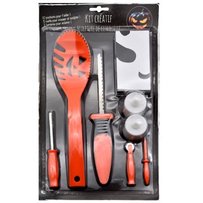 China PP/ABS/304 Stainless Steel Pumpkin Cutter Supplies Safe Halloween Carving Kit Lamp Carving Cutter Set Pumpkin Carving Tool Kit for sale