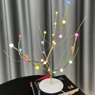 China Battery LED Light Tree Table Lamp Decorative Copper Wire Bead Fairy Night Light For Christmas Home Decor for sale