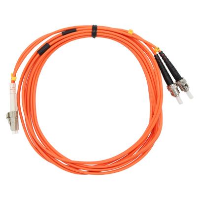 China FTTH FTTB FTTX Network VCOM 3m Drop Cable Optical ST to LC Mode OM1 OM2 Multi Duplex Fiber Optic Patch Cord for sale