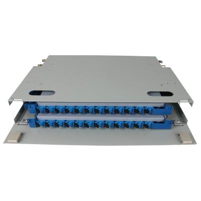 China FTTH VCOM ODF 24 Ports Distribution Sight Fiber Optic Patch Panel With 19 Inch Rack Rail Mounted For Telecom Equipment for sale