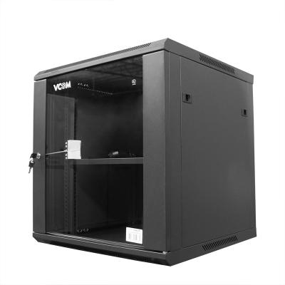 China SPCC Quality Cold Rolled Steel VCOM Cold Rolled Steel Case Mount Lockable Data Cabinet With Glass Door 12U Network Server Rack 19 inch for sale