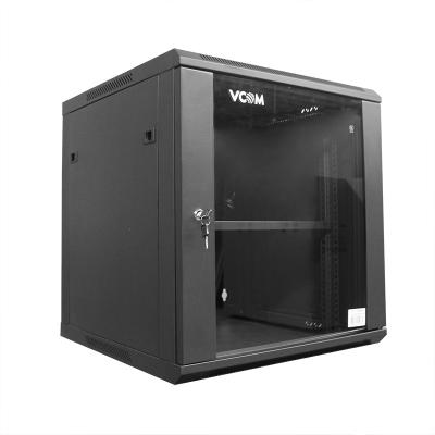 China SPCC Quality Cold Rolled VCOM 19 Inch 12U Steel Lockable Network Cabinet Cold Rolled Steel Case Standard Server Rack Network Cabinet With Glass Door for sale