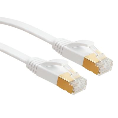 China FTTH VCOM Pass Test Cat7 Cable Shielded SSTP Network Failed Flat Gold Plated Pure Copper Patch Cord For Computer Internet for sale