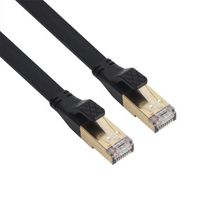 China FTTH VCOM 40Gbps 2000MHz Pass Test Cat 8 Network Flat LAN Cable Bare Copper 30AWG SSTP Cat8 Patch Cord For WiFi Router for sale