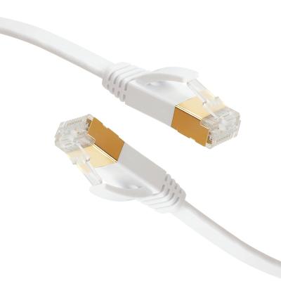 China FTTH VCOM Cat7 Computer Network Cable Shielded SSTP Gold Plated Pure Copper Flat Patch Cord For Office Internet for sale