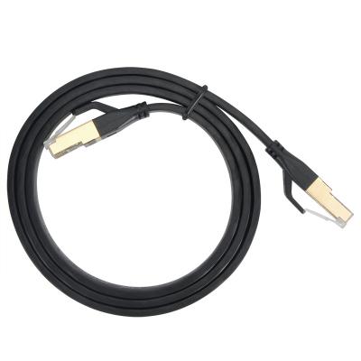 China FTTH VCOM SSTP CAT8 OFC 2000MHz Passthrough Test Network LAN Cable Bare Copper RJ45 High Speed ​​Flat Plug Patch Cord For WiFi Router for sale