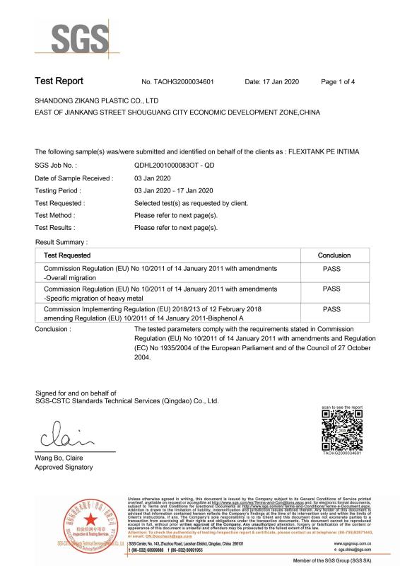 SGS - Henan Zonghai Plastic Industry Co., Ltd.