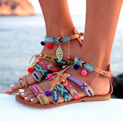 China Anti-Smell Late Summer Casual Ladies Open Toe Custom Sandals Flat Shoes for sale