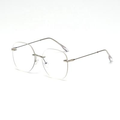 China Yvan's Oversized Rimless Glass Frames Reading Glass Optical Blue Ray Anti Blue Light Cut Glass Eyewear Frame for sale