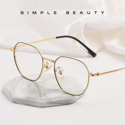 China Japanese Titanium Unbreakable Eyeglasses Frames Yvan Fashion Hexagon Fashion Women Optical Frames Reading Glass for sale