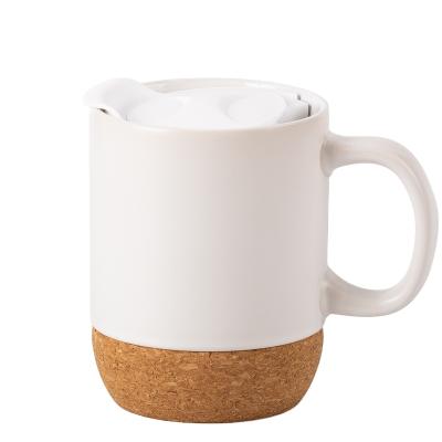 China Stored Eco - Friendly Reusable Ceramic Coffee Milk Cups Coffee Cup Mugs With Cork Chassis for sale