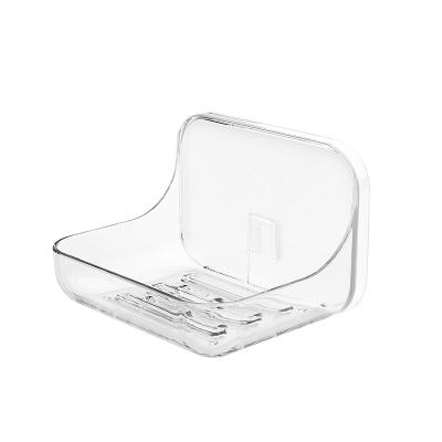 China Wall Mounted Soap Tray Box Seamless Soap Drain Soap Dish Transparent Multifunctional Plastic Soap Dish Holder for sale