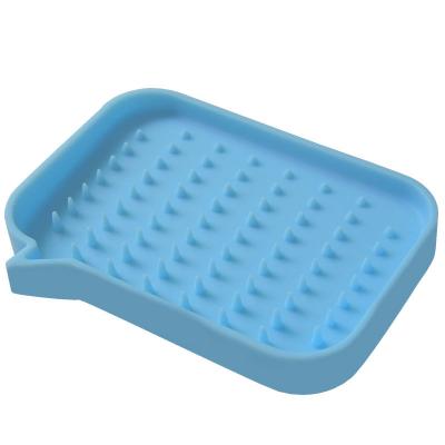 China Silicone Soap Dish Soap Box Tray Holder Container For Bathroom Portable Kitchen Sink for sale