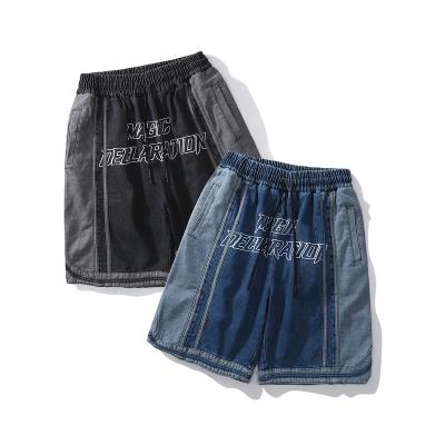 China Letter Wash Breathable Wholesale Custom Hip Hop Sports Custom Denim Shorts Mens Shorts for sale