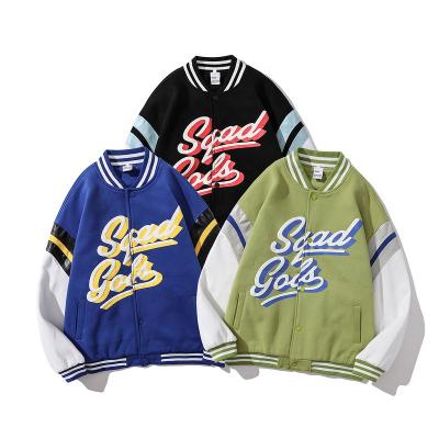 China Fashion Hip Pop Letter LOGO Oversized Men's Baseball Jacket Contrast Waterproof Wholesale Custom Color Men's Baseball Jacket for sale