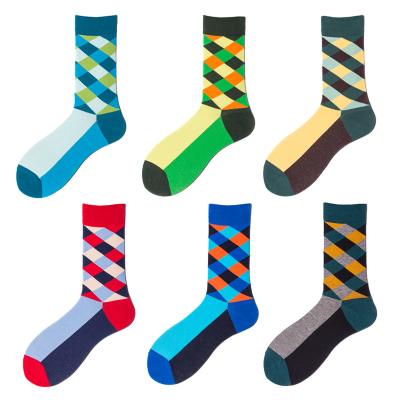 China Wholesale Custom Made Mens Plaid Unisex Casual Fashion Cotton Sock Colorful Designer Antibacterial for sale