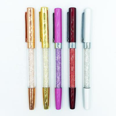 China Promotional Luxury Decorative Multicolor Elegant Rainbow Crystal Gel Ink Pen Metal Gift Pen for sale