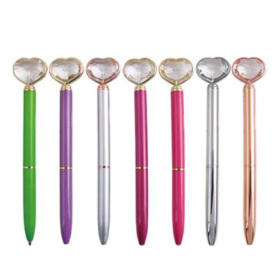 China Promotional Ball Pen Jewel Ballpoint Pens Metal Diamond Pen Heart Shape Pen Promotional Gift for sale