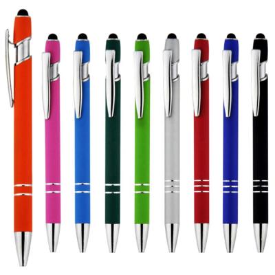 China Promotional Pen CUSTOM BALL PEN WITH STYLUS Soft Touch Stylus Pens Metal Body Tip Click Promotional Pen for sale