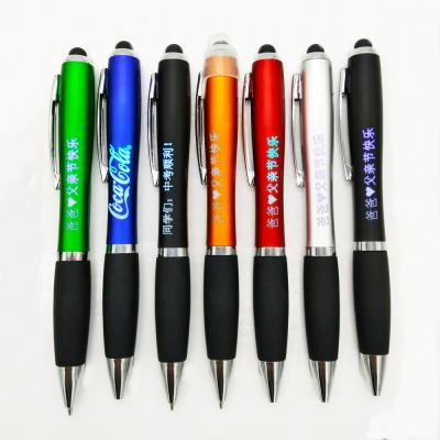 China Promotional Pen DIY Led Light Up Ball Pen With Logo Stylus Promotion Pen Custom Cheap Plastic Active Touch Screen Ballpoint Pen Gift for sale