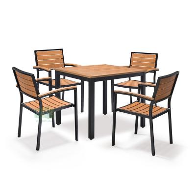 China (E7302+E9917) Eco-friendly Nordic Modern Outdoor Patio Cast Aluminum Round Table Dining One Set Furniture for sale