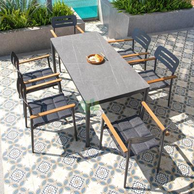 China 5 Piece Eco-friendly Modern Patio Outdoor Dining Set (E1319+E9935) Aluminum Metallic Furniture for sale