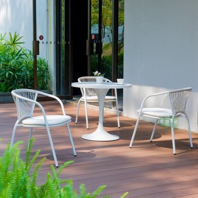 China (E3084+9636) 2021 Garden Round Table Set Eco - Friendly Outdoor White Dining Furniture for sale