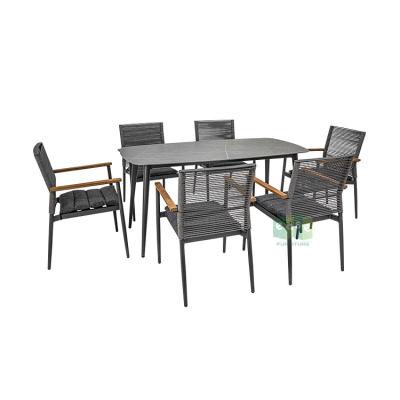 China (E3090+9100) Eco-Friendly Outdoor Patio Dining Metal Table and Chair Set 5 x 10 Feet for sale